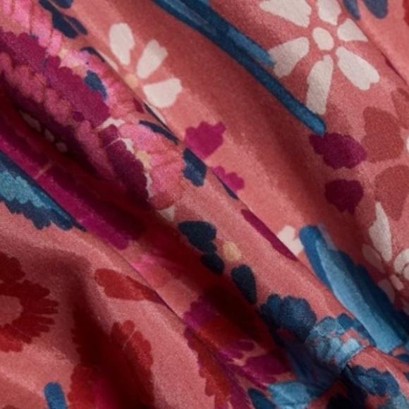 Farm Rio Floral Belted Birds Puff-Sleeve Mini Dress In Blush Sz xxs $210 - Picture 5 of 6